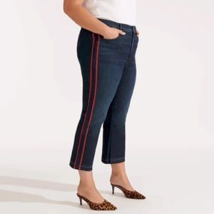 Veronica Beard Carolyn High Rise Baby Boot Jean w Tuxedo‎ Stripe Size 15